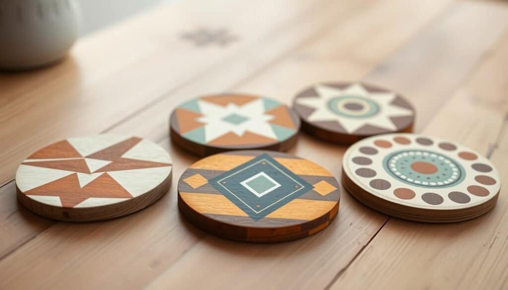 hand-painted wooden coasters