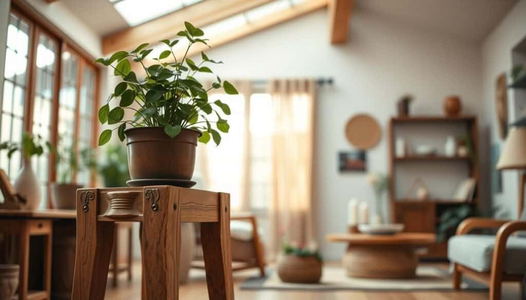 handcrafted artisanal wood plant stands