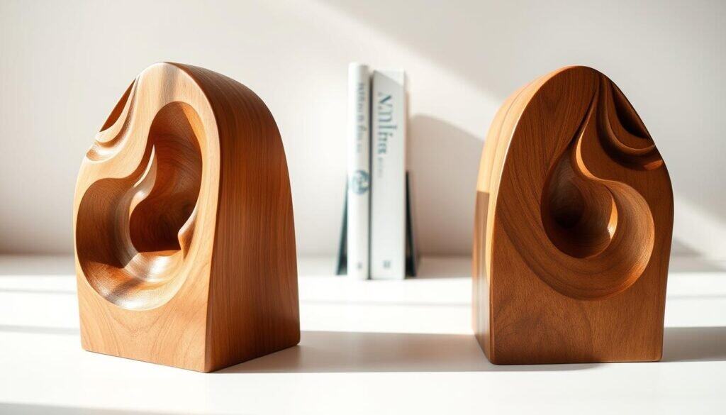 handcrafted wooden bookends