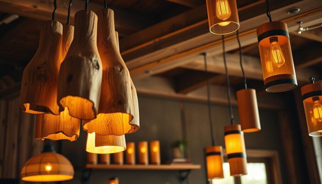 handcrafted wooden lighting fixtures