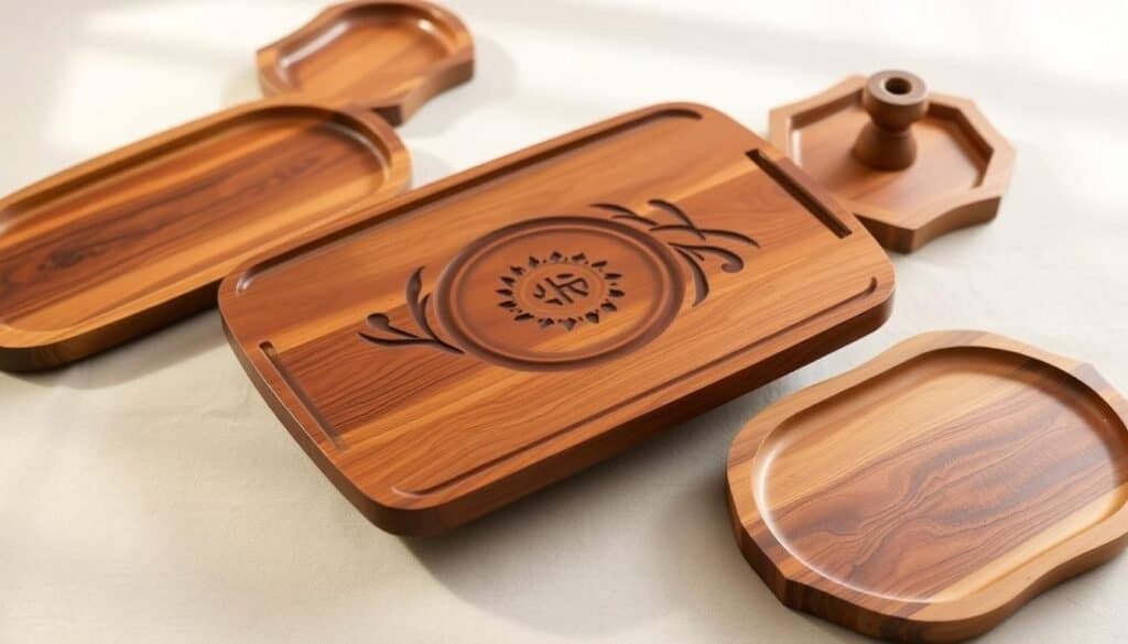 handcrafted wooden serving trays
