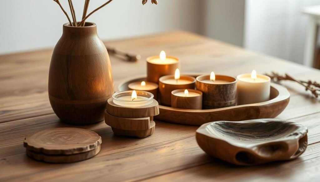 handcrafted wooden tabletop accents
