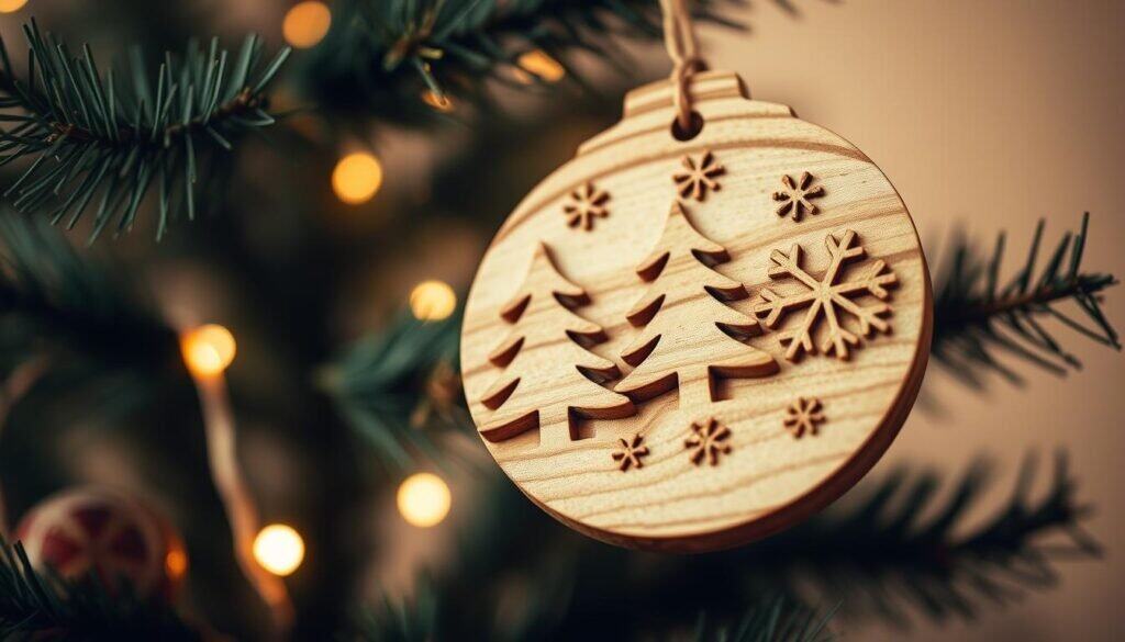 handcrafted wooden tree decorations