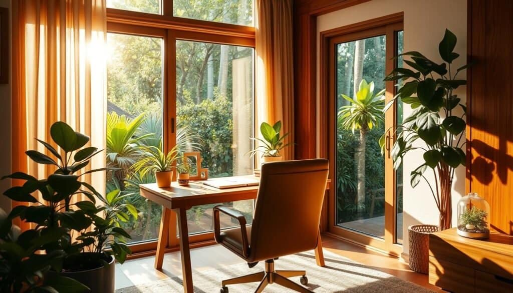 home office with natural elements