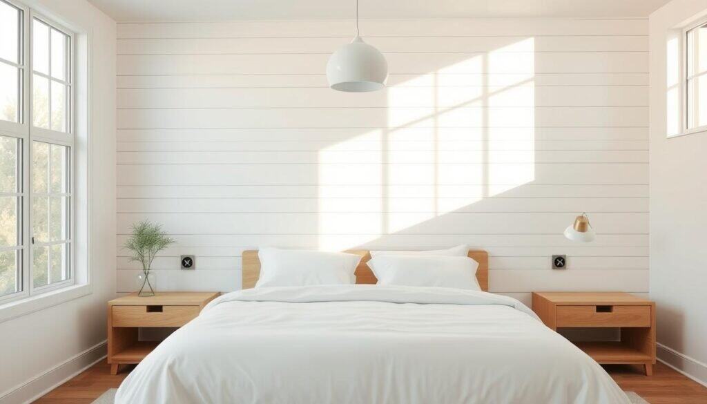 horizontal shiplap bedroom design