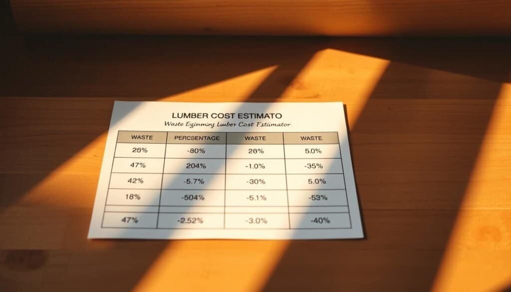 lumber cost estimation waste percentages