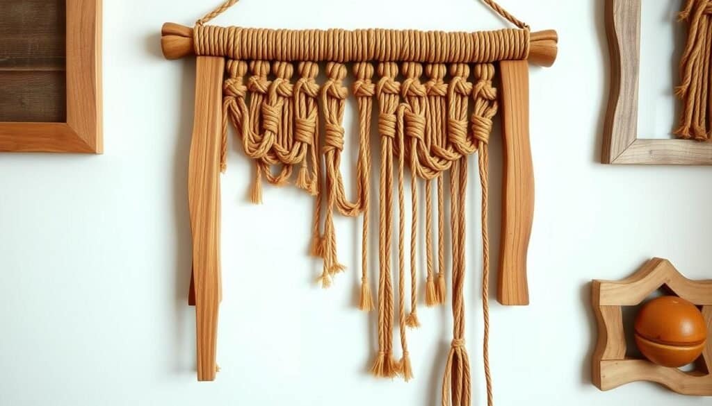 macramé and wood wall art for kids