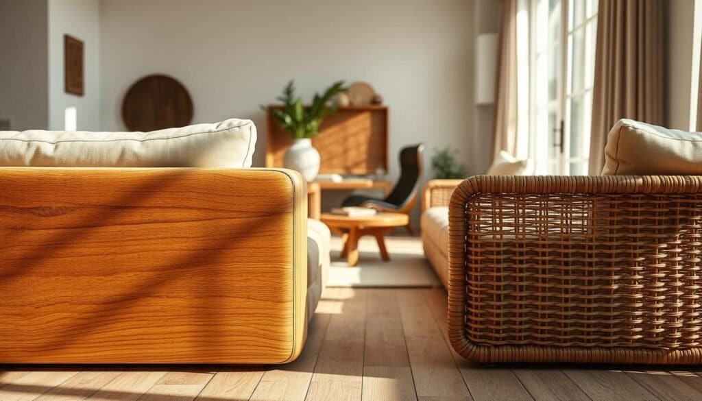 material combinations with wood and rattan