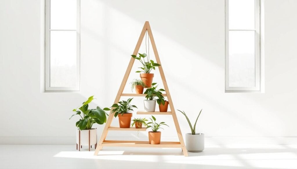 minimalist a-frame plant stand