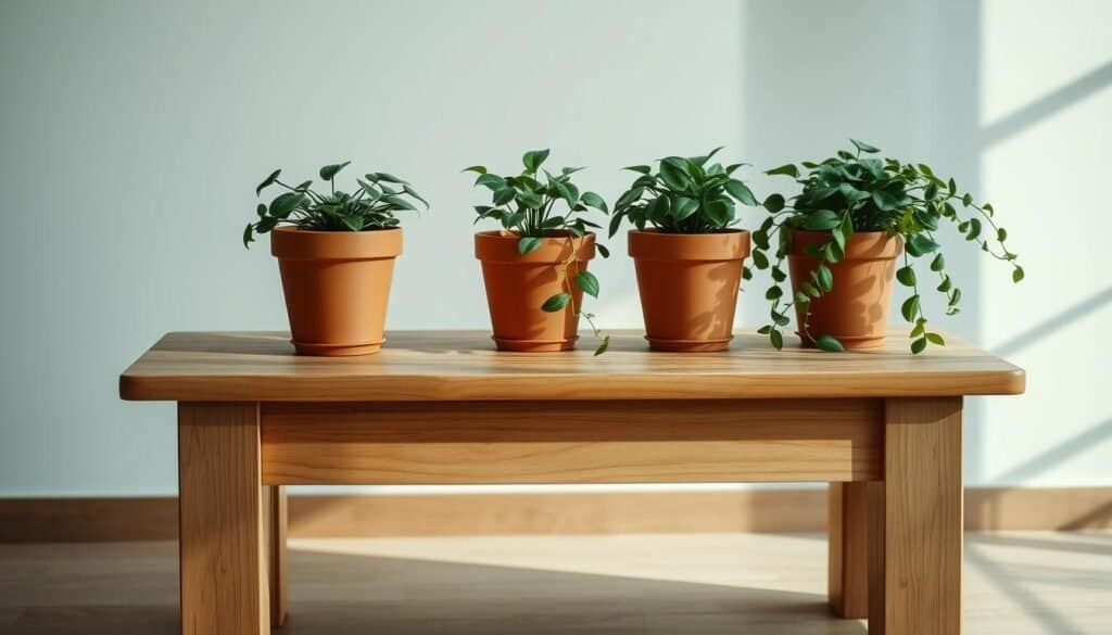 minimalist wood and plant design