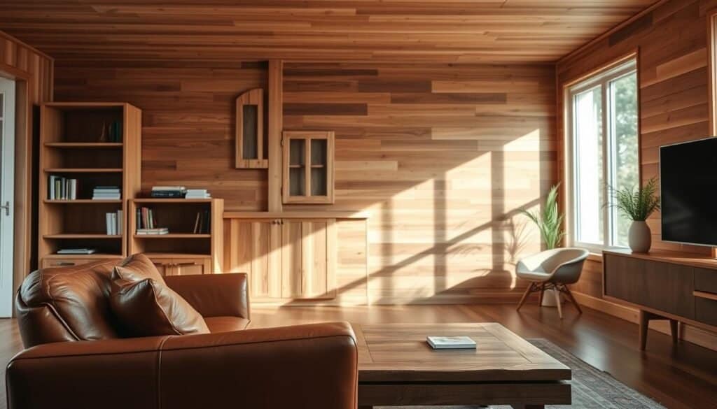 mixing wood tones in living room design