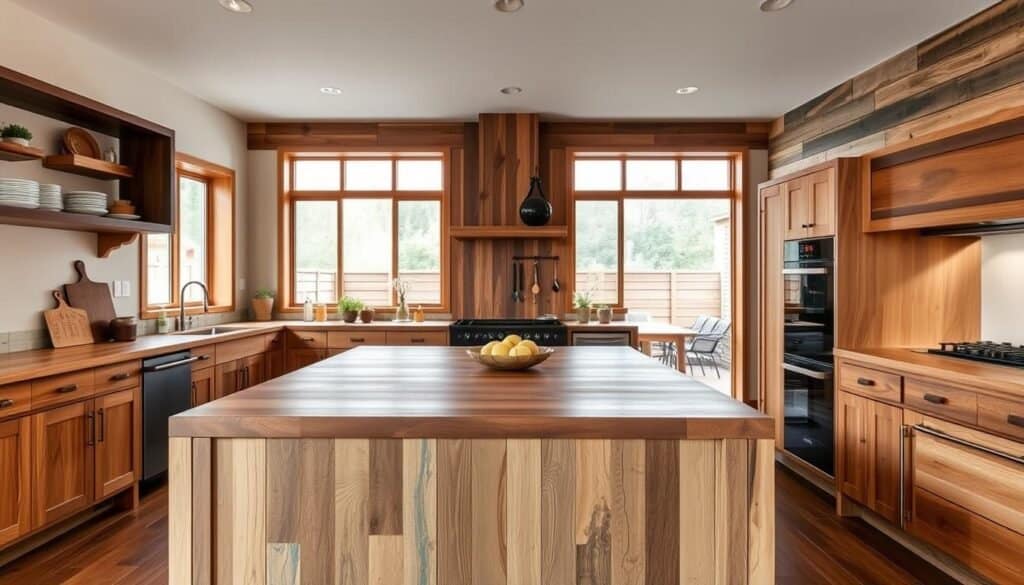 mixing wood tones kitchen design