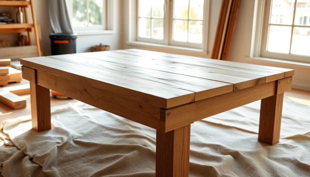 modern wooden coffee table assembly