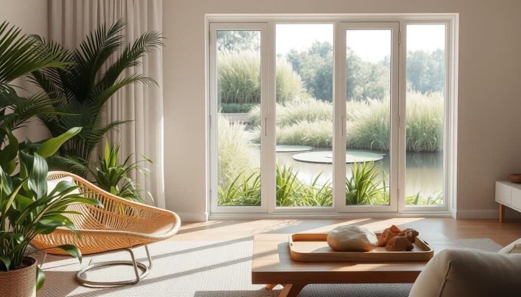 natural elements in neutral living room