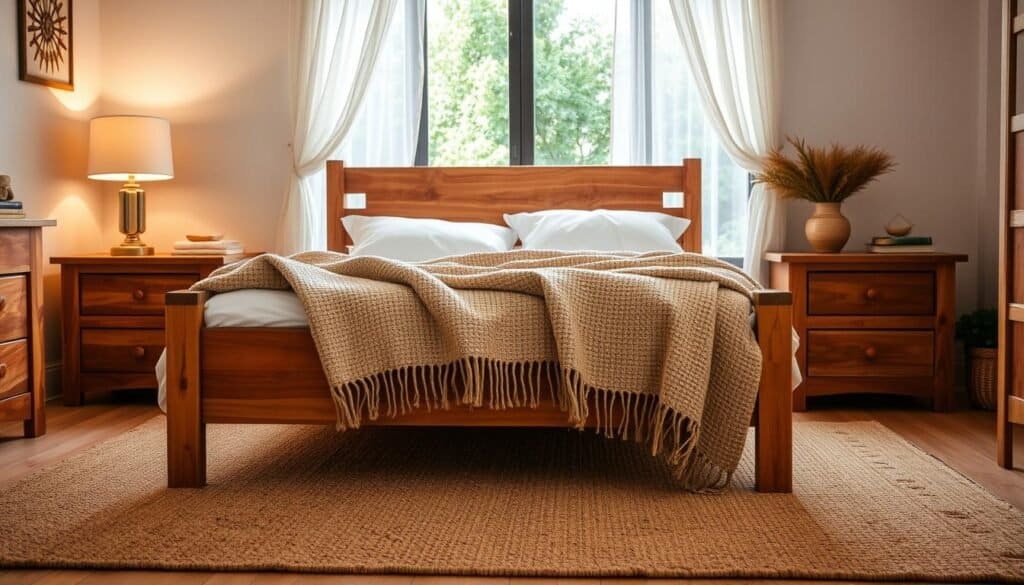 natural fibers in wooden bedroom