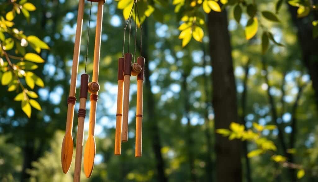 natural wood wind chimes