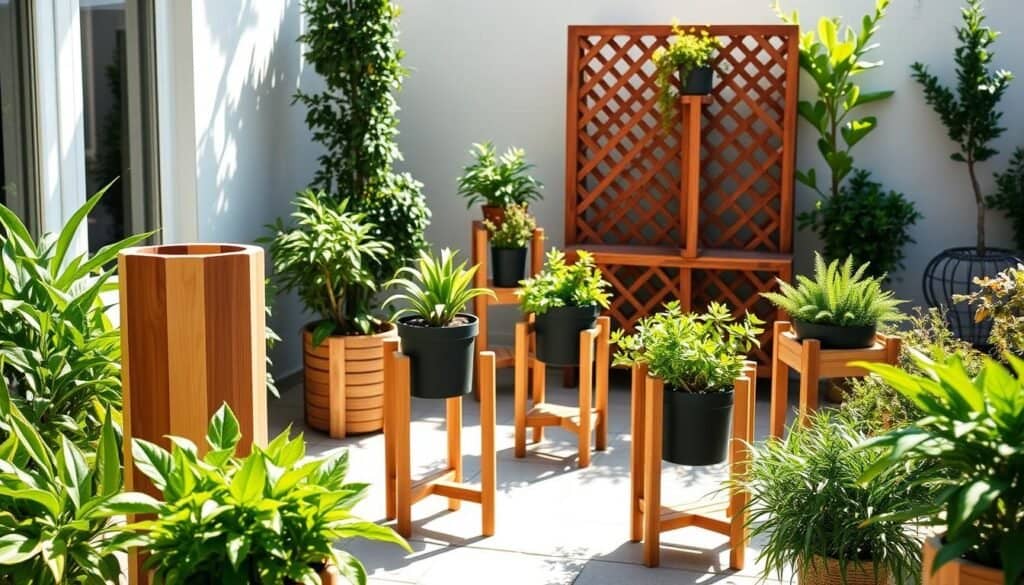 outdoor wooden plant stands