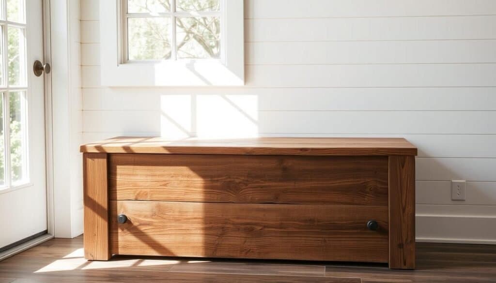 reclaimed wood entryway bench