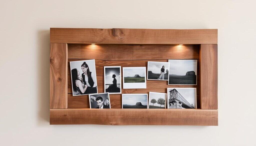 reclaimed wood photo display