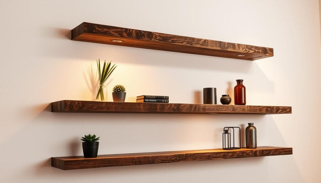 reclaimed wood shelves