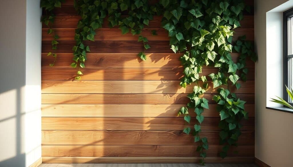 reclaimed wood wall feature
