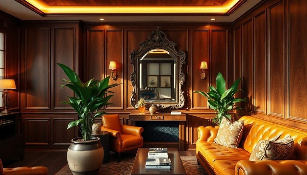 rich walnut tones interior design