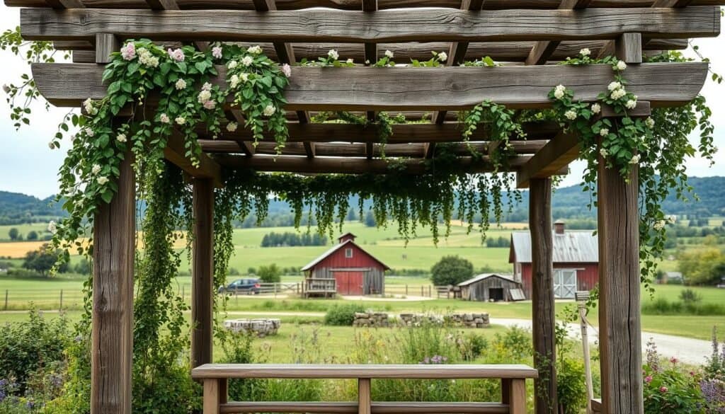rustic and farmhouse pergola styles