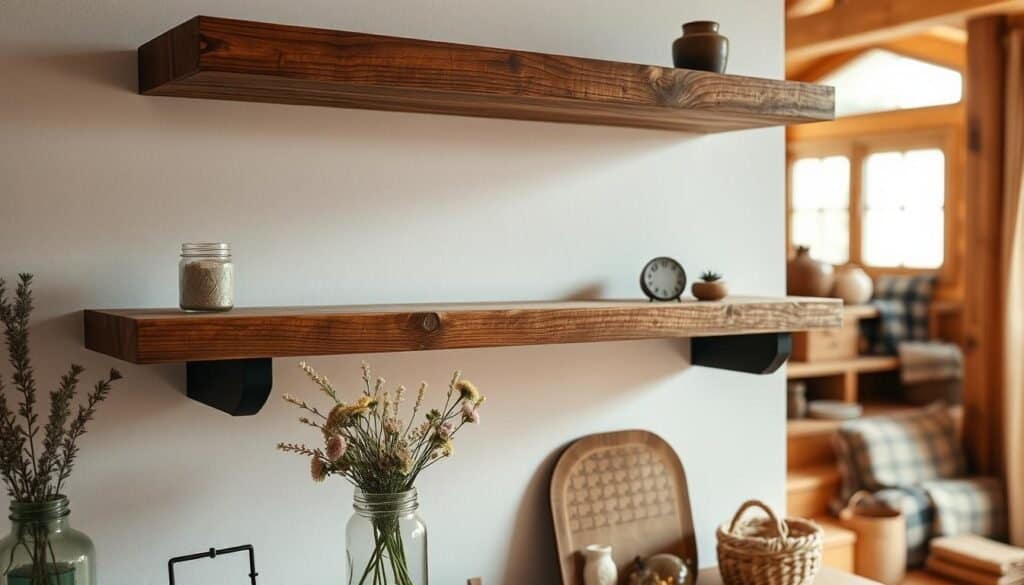 rustic floating shelves