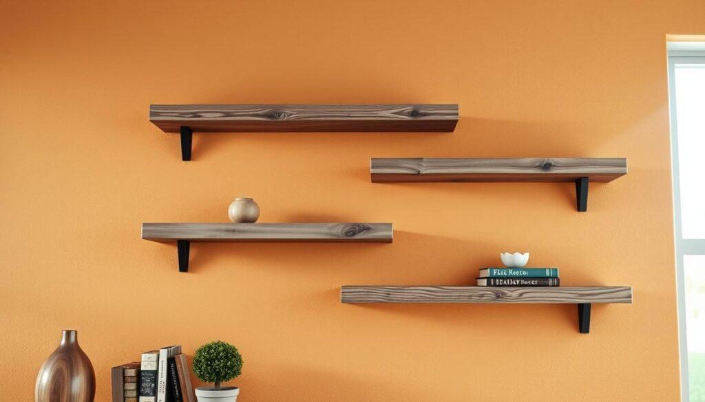 rustic floating shelves