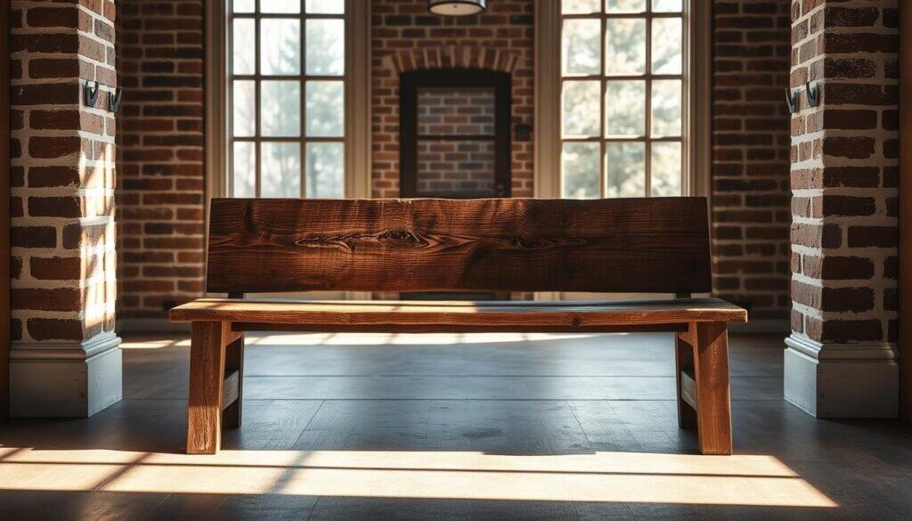 rustic wood bench