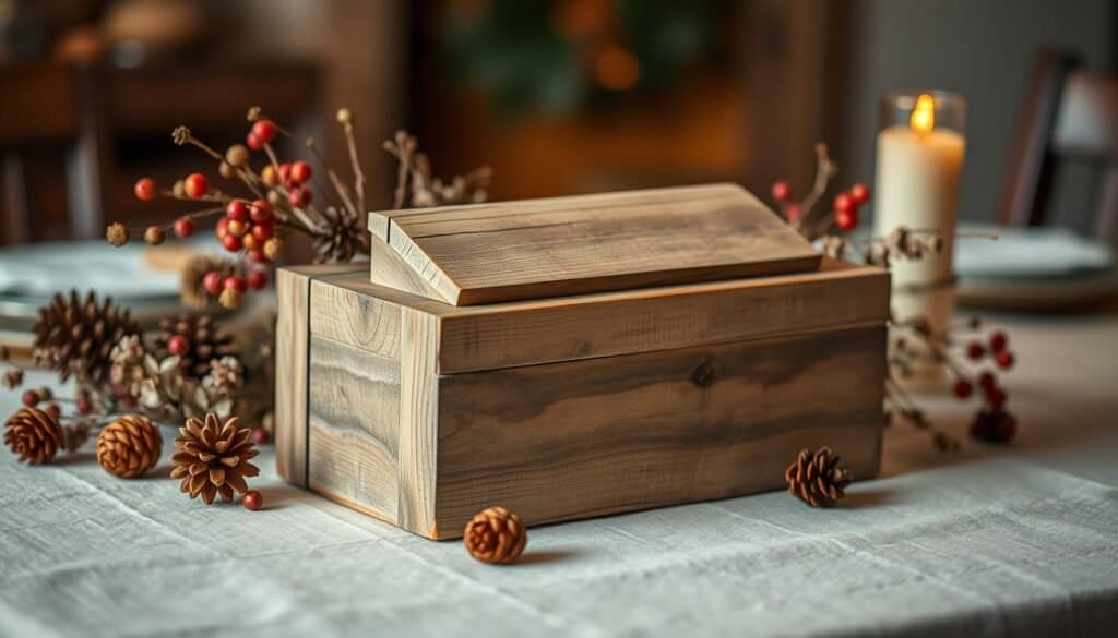 rustic wood centerpiece box