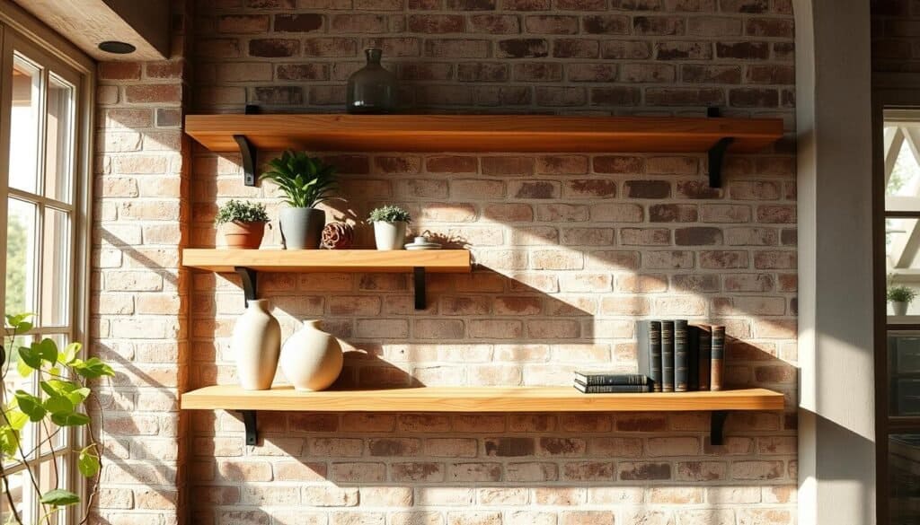 rustic wood floating shelves