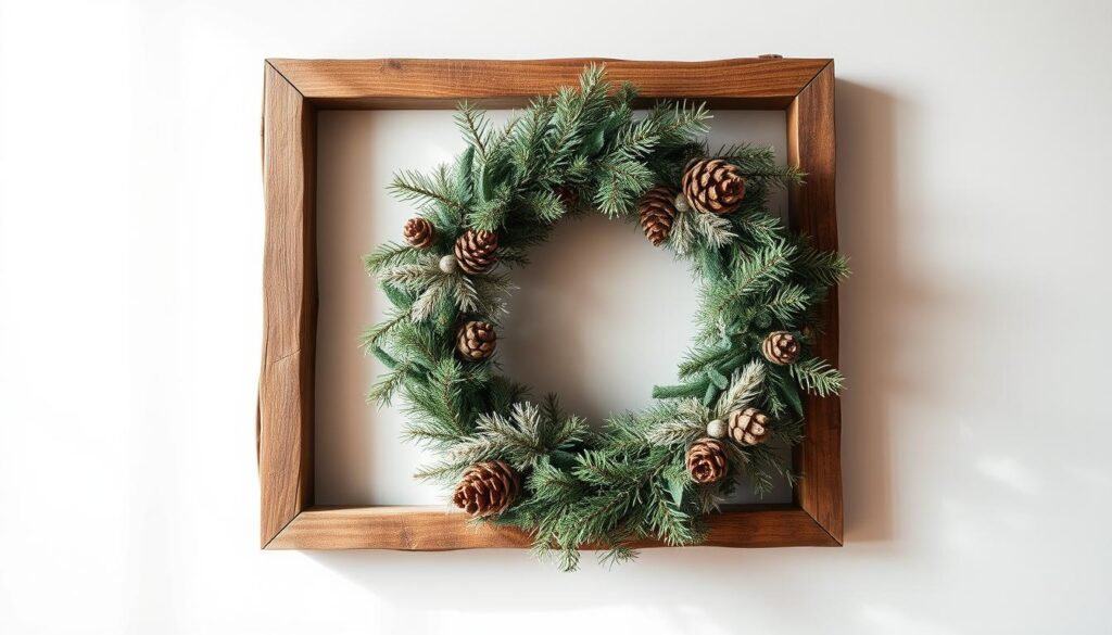 rustic wood frame winter wreath