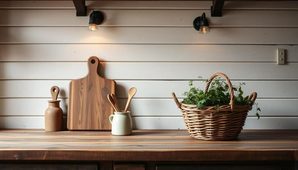 rustic wood kitchen accents
