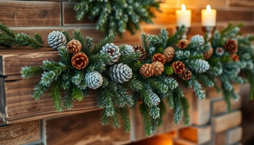 rustic wood mantel garland