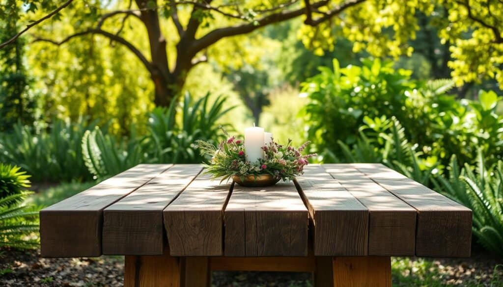 rustic wood outdoor table