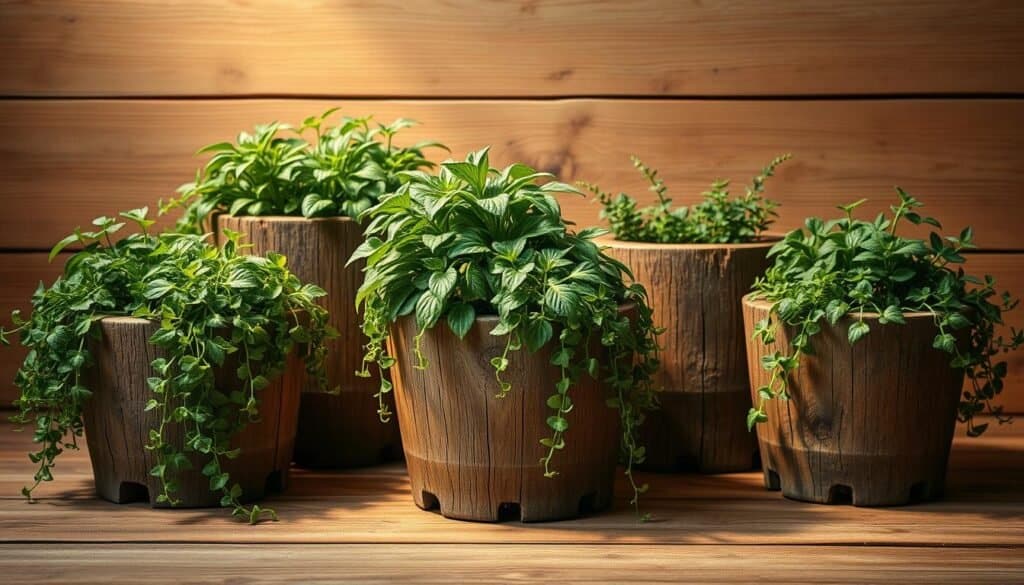 rustic wood planters