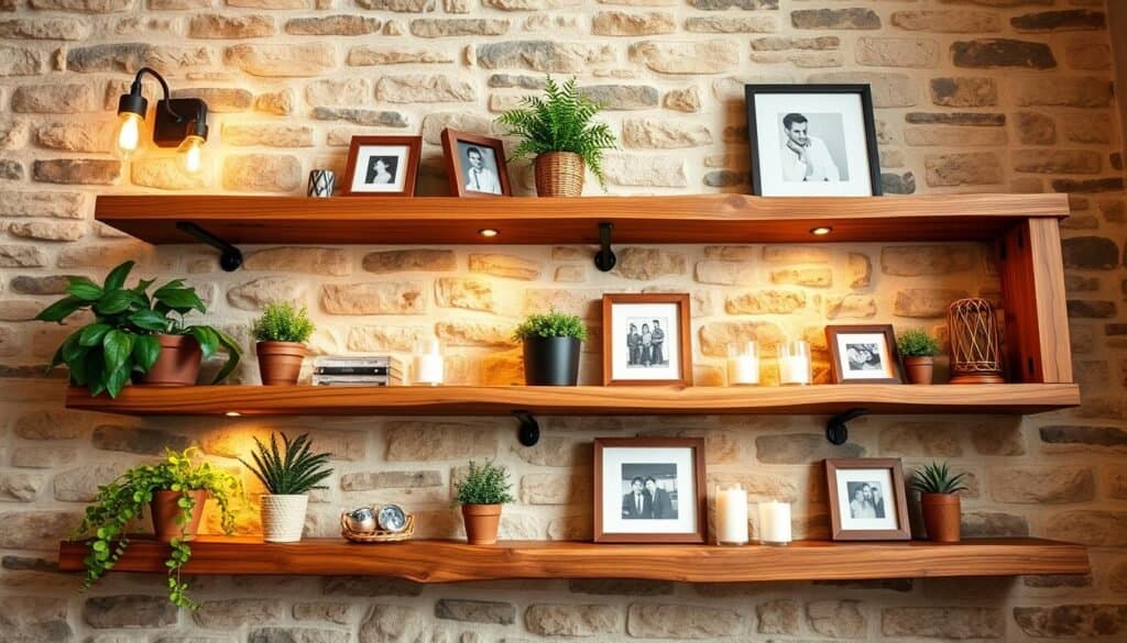 rustic wood shelves
