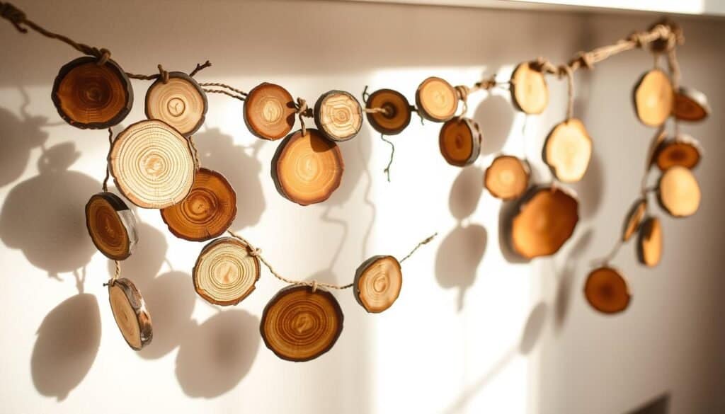 rustic wood slice garland