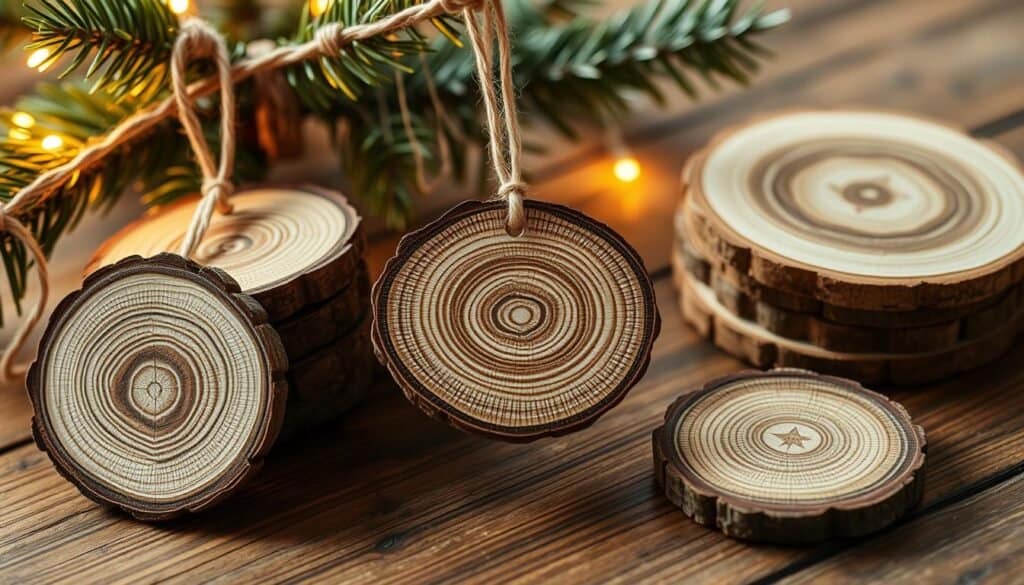 rustic wood slice ornaments