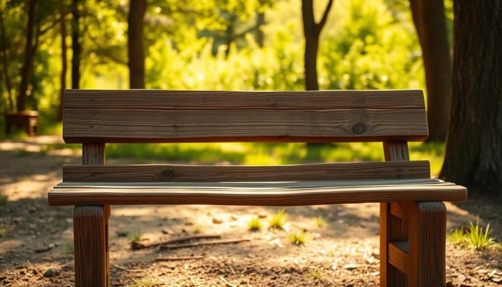 rustic wooden bench