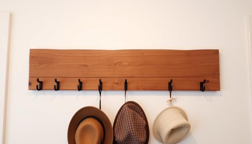 rustic wooden hat organizer
