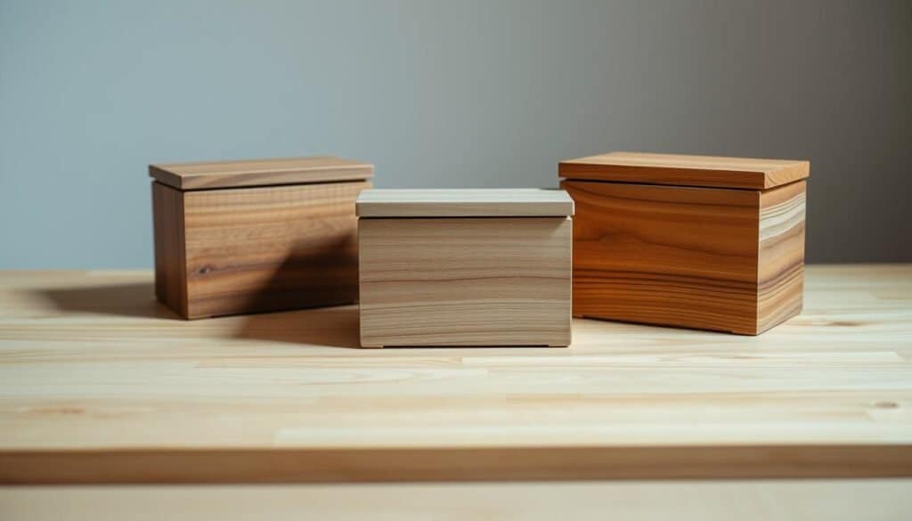 small wooden storage boxes