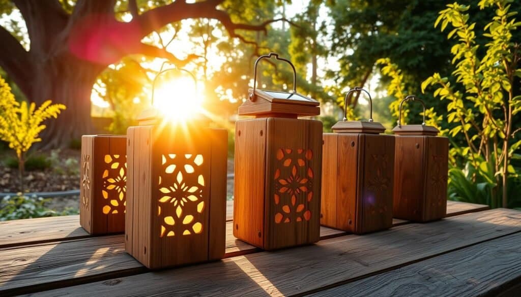 solar-powered scrap wood lanterns