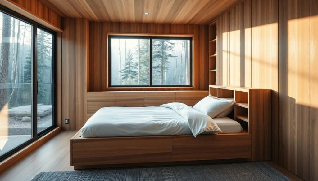 space-saving wood bed designs