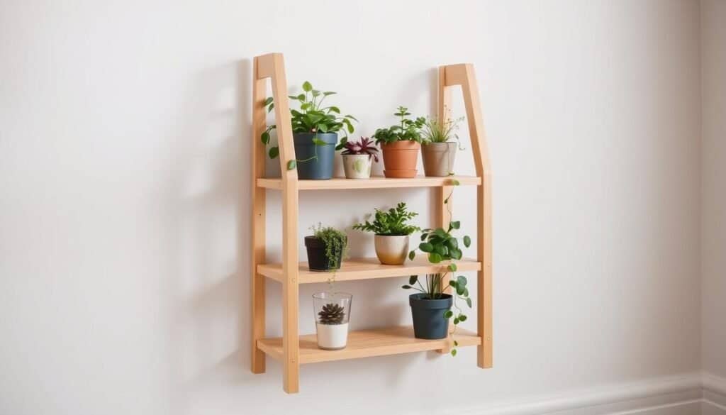 space-saving wood plant stand