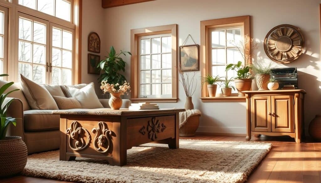 spring-inspired wooden accents
