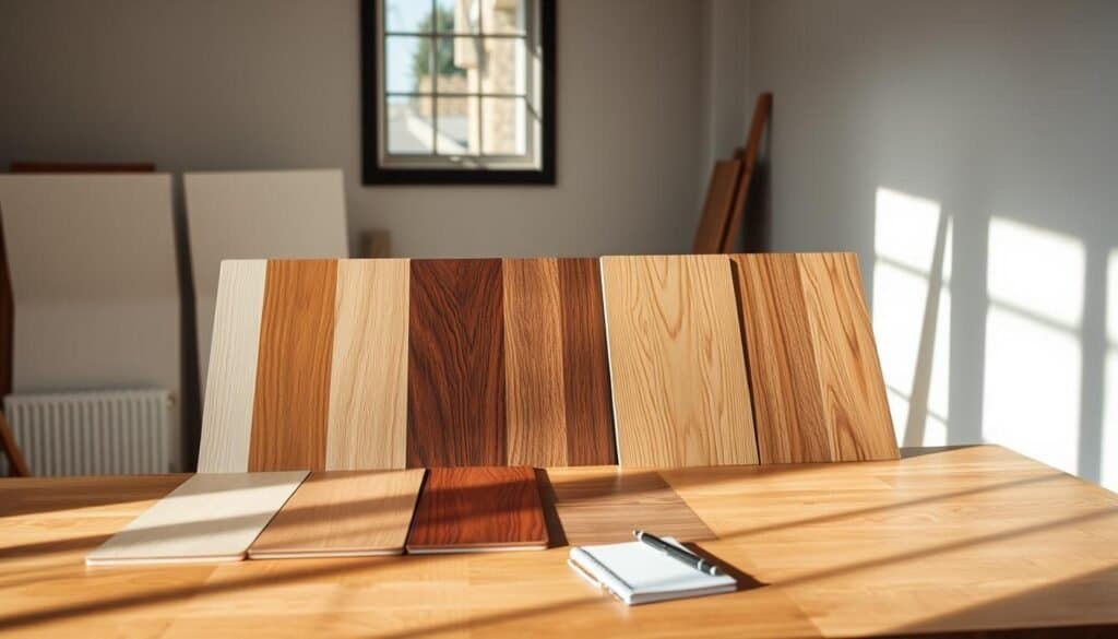 testing wood colors with samples