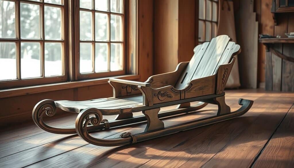 vintage-inspired wooden sled