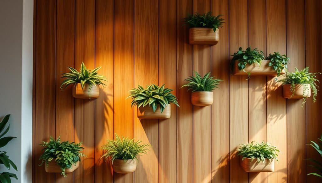wall-mounted wooden planters
